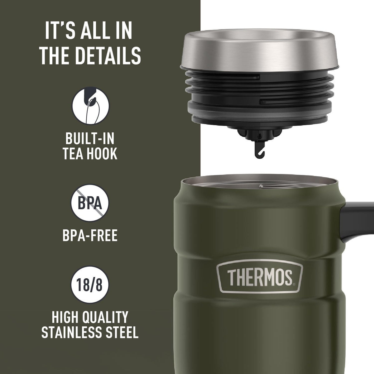THERMOS Stainless King hot retention demonstrates hours of hot beverage insulation.