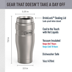 THERMOS Stainless King keeps iced tea cold for hours on the road.