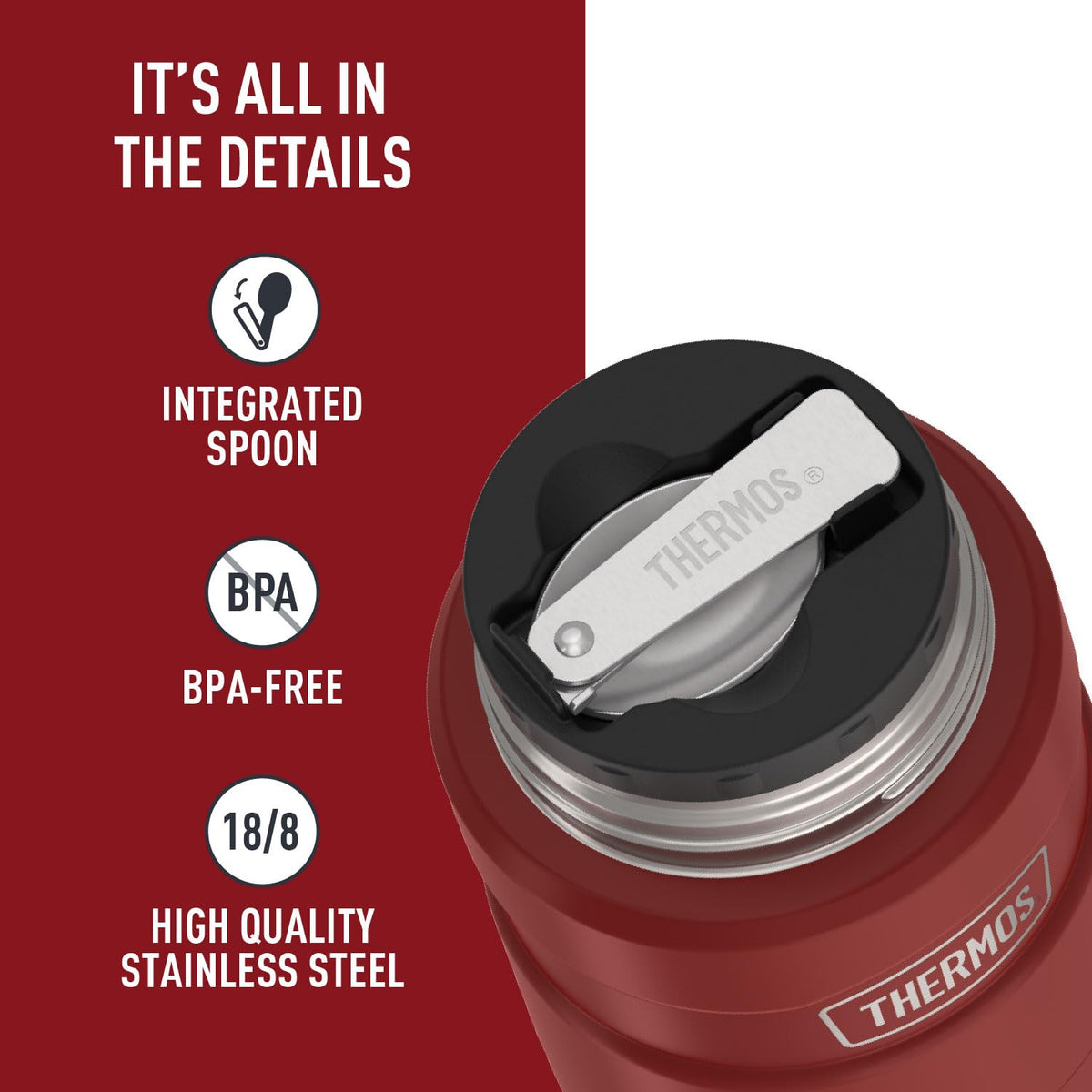 Built-in tea hook ready for tea bags or infusers on the move