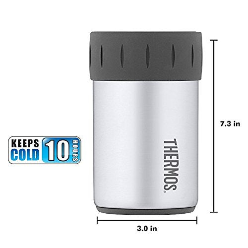 Thermos sweat-proof grip keeps the can insulator steady and prevents rings.