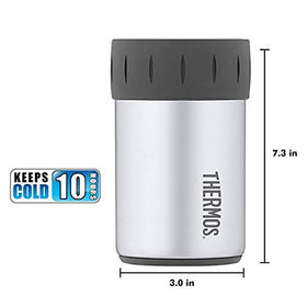 Thermos sweat-proof grip keeps the can insulator steady and prevents rings.