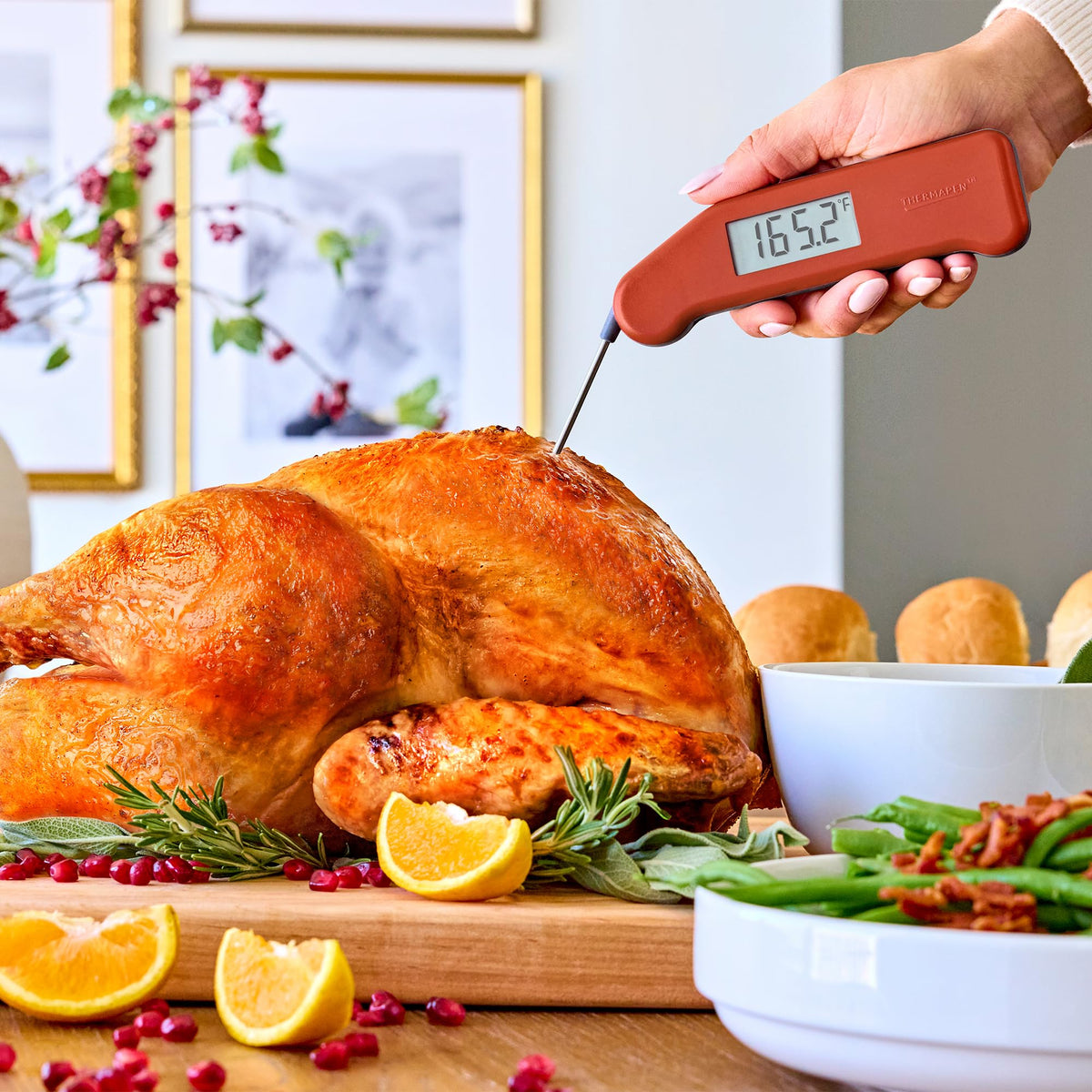 ThermoWorks Classic Thermapen cayenne red display shows ultra-fast readings in seconds.