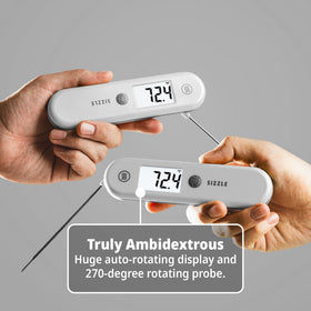 ThermoWorks SIZZLE folding-probe enables ambidextrous, easy handling during grills.