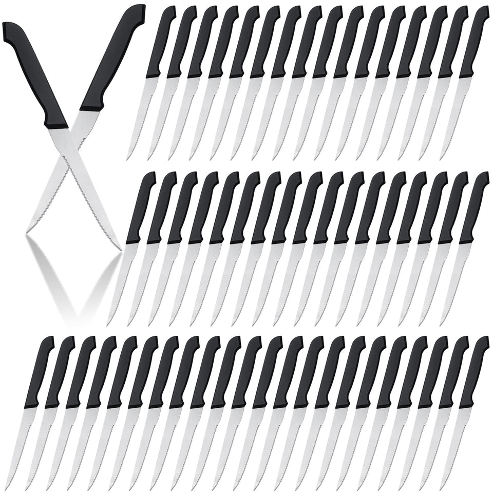 Therwen stainless steel steak knife with serrated edge for effortless cutting of steak at home.