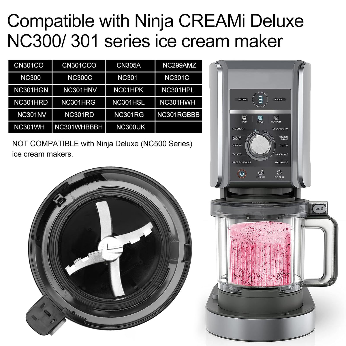 THESHY Ninja Creami blade assembly shown, easy to install and clean.