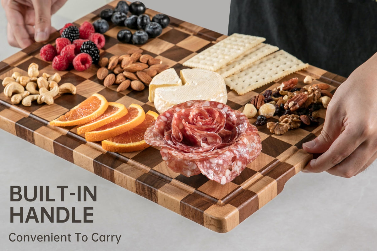 Thetchry cutting board shown in premium gift box for gifting appeal.