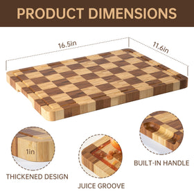 Thetchry bamboo board with juice groove to catch liquids and protect counters