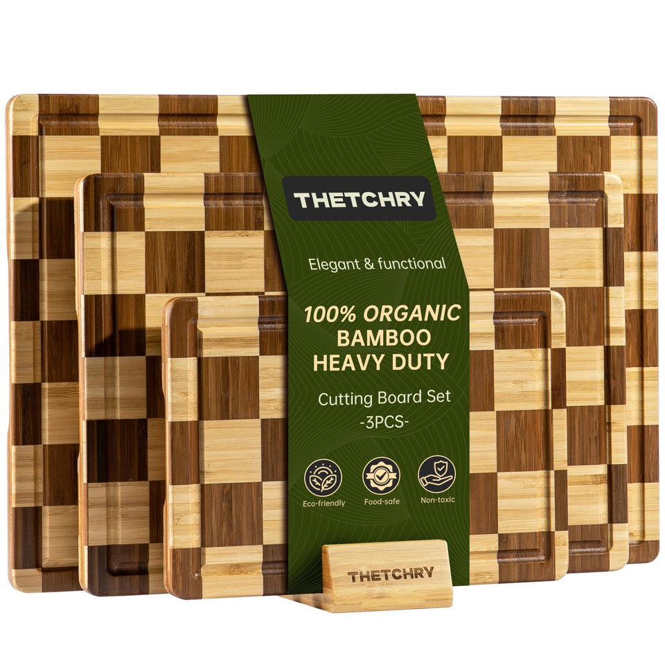 thetchry bamboo cutting board set for versatile prep and serving
