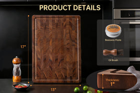 Thetchry cutting board with non-slip feet maintaining stability during use.