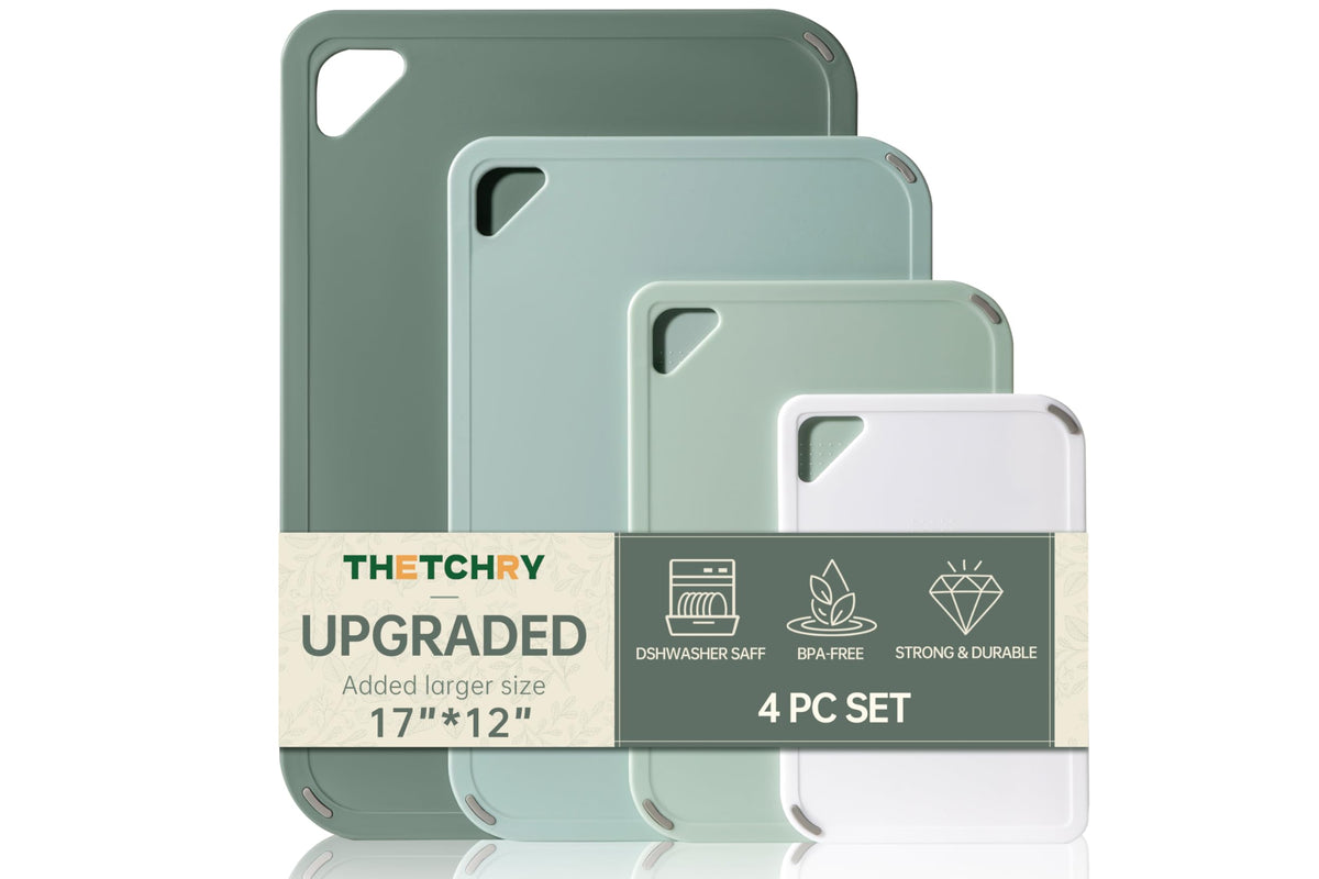 thetchry four-piece cutting board set with extra-large surface for bulk prep