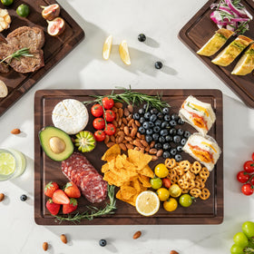 thetchry walnut cutting board dual-sided serving for meals and cheese