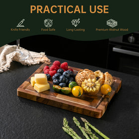 Thetchry walnut cutting board with non-slip feet for stable prep