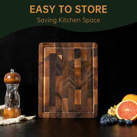 Thetchry walnut board ideal for portable kitchen use