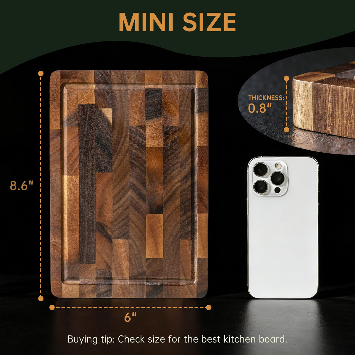 Thetchry walnut board showcases rich grain and timeless look
