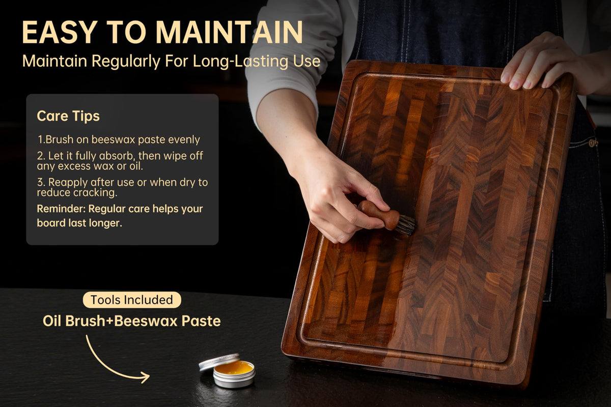 Thetchry end grain cutting board thick 1 inch for sturdy use.