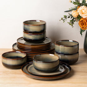 TheTerra Coca Mocha 10.5 inch dinner plate with a unique reactive glaze