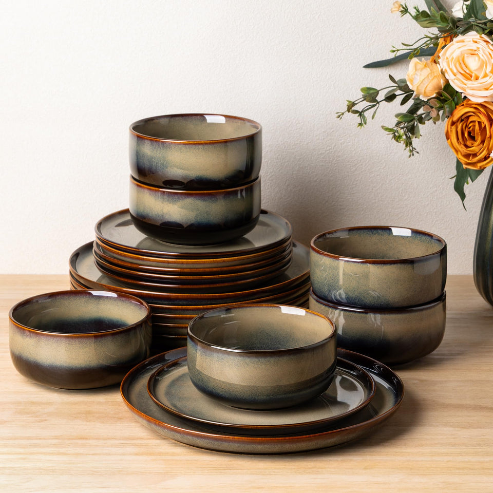 TheTerra Coca Mocha 10.5 inch dinner plate with a unique reactive glaze