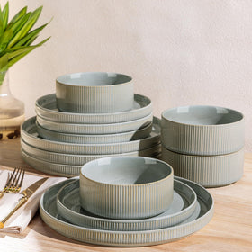 TheTerra desert sage plates show rich glaze and everyday dining versatility.
