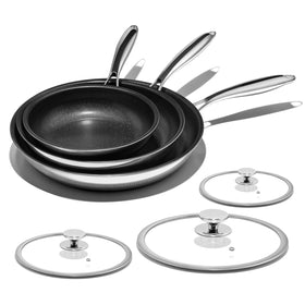 ThierryVuiton pan set on stove showing even heat distribution for consistent meals