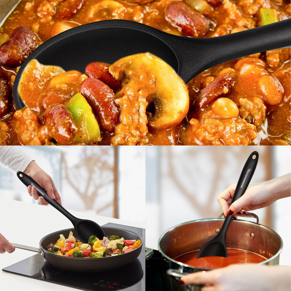 Thimmamma silicone spoon is dishwasher safe for easy cleaning after cooking.