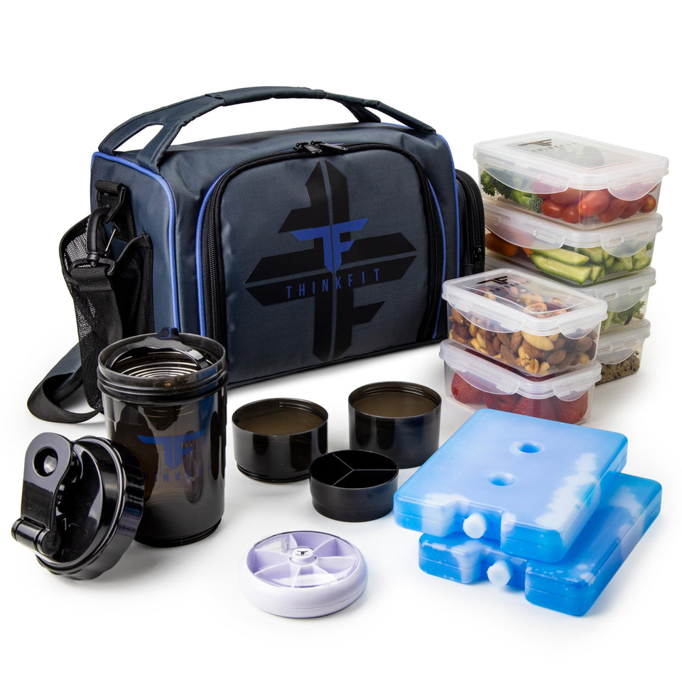 ThinkFit insulated lunch box with blue cover keeps meals fresh on the go