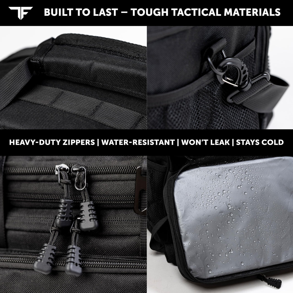 Dedicated pockets fit utensils and ice packs for on-site meals.