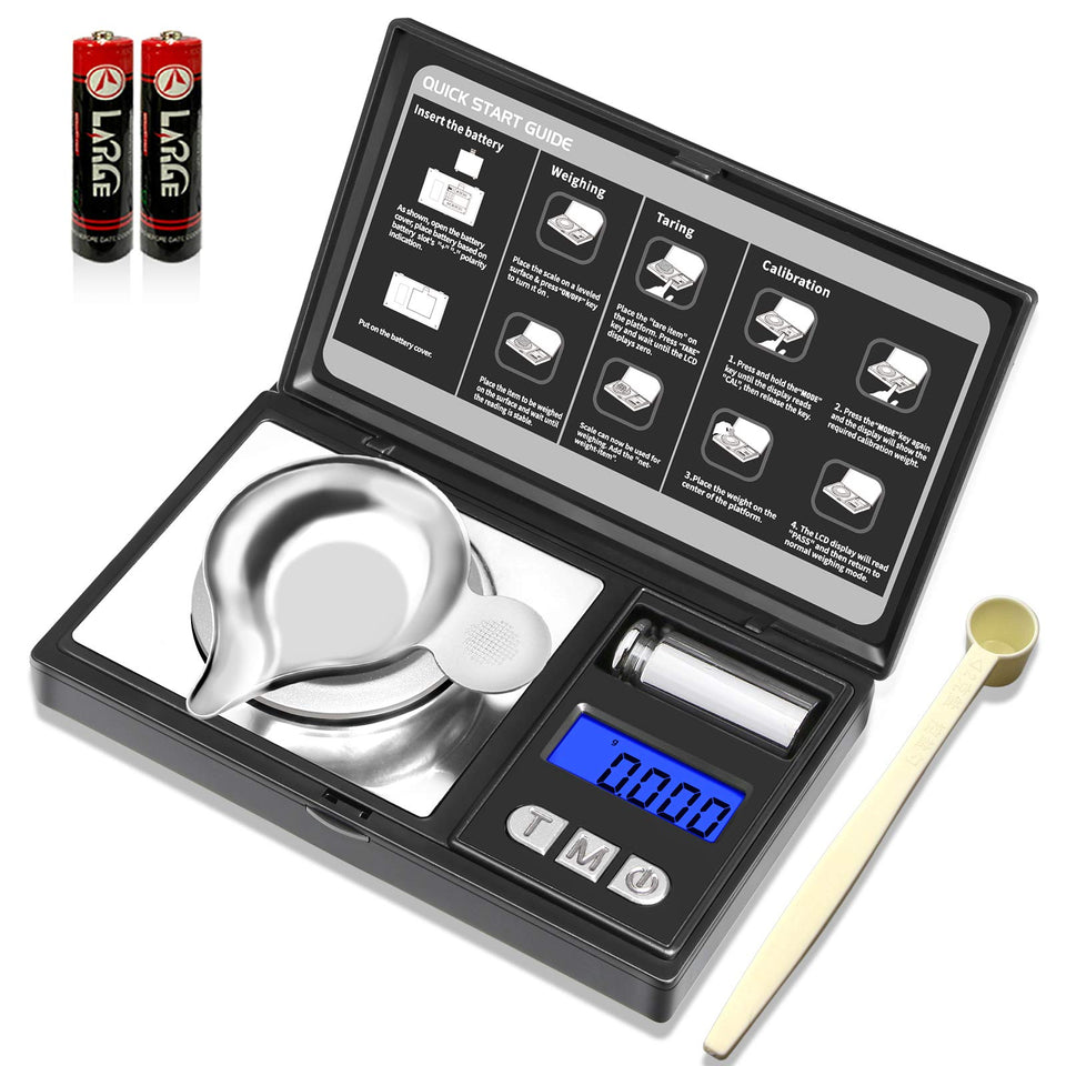 THINKSCALE milligram scale display shows 50 g capacity with 0.001 g precision.