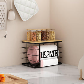 Thipoten black finish detail adds a sleek look to cabinets.