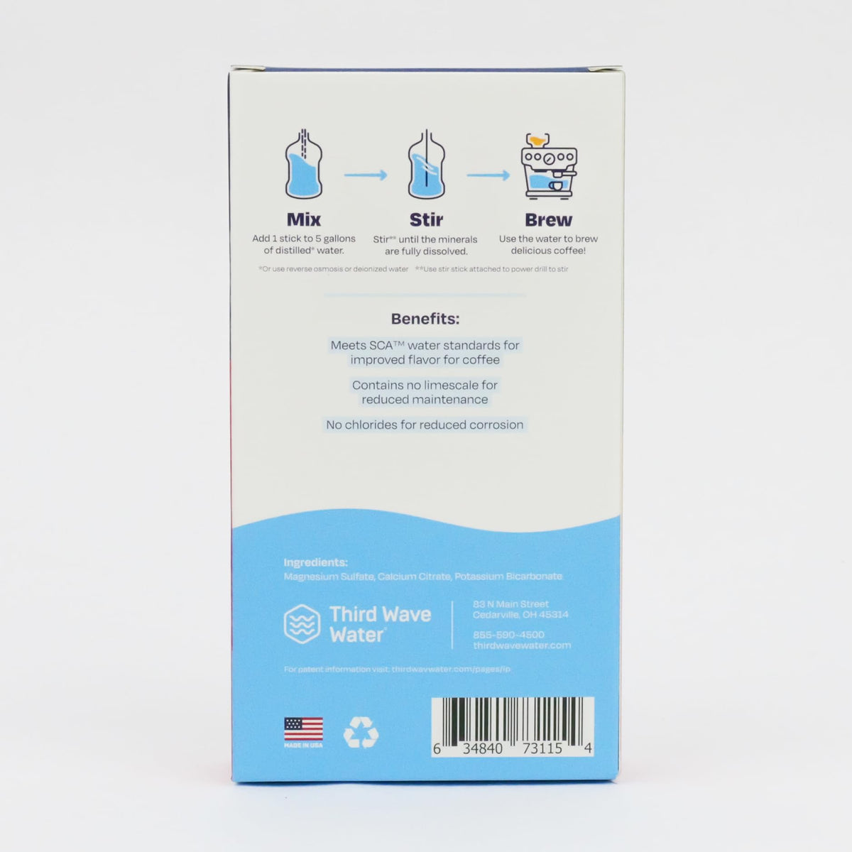 Third Wave Water five-gallon sticks brew setup improves flavor clarity and reduces scale buildup.