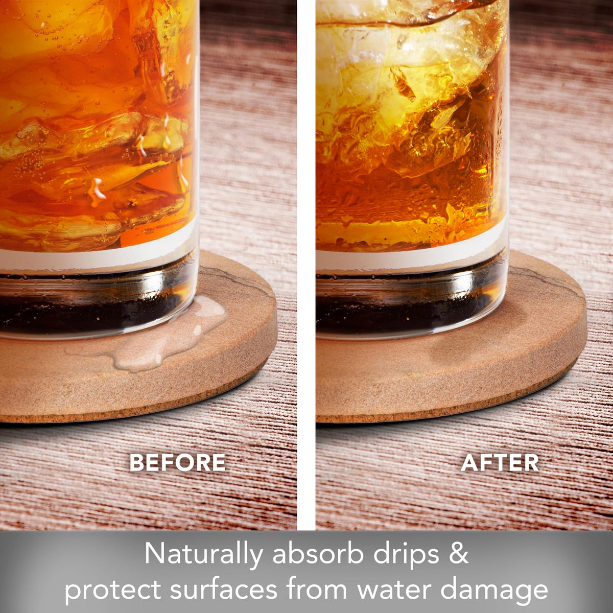 Thirstystone Cinnabar coaster featuring cork back protection against scratches and slips.