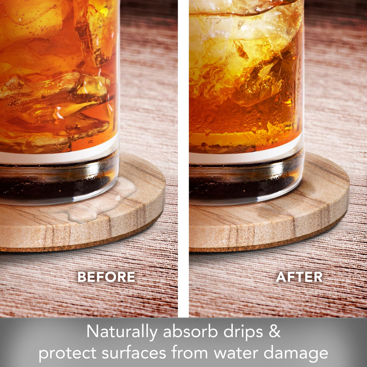Thirstystone Desert Sand Coaster measures four inches for most glassware.