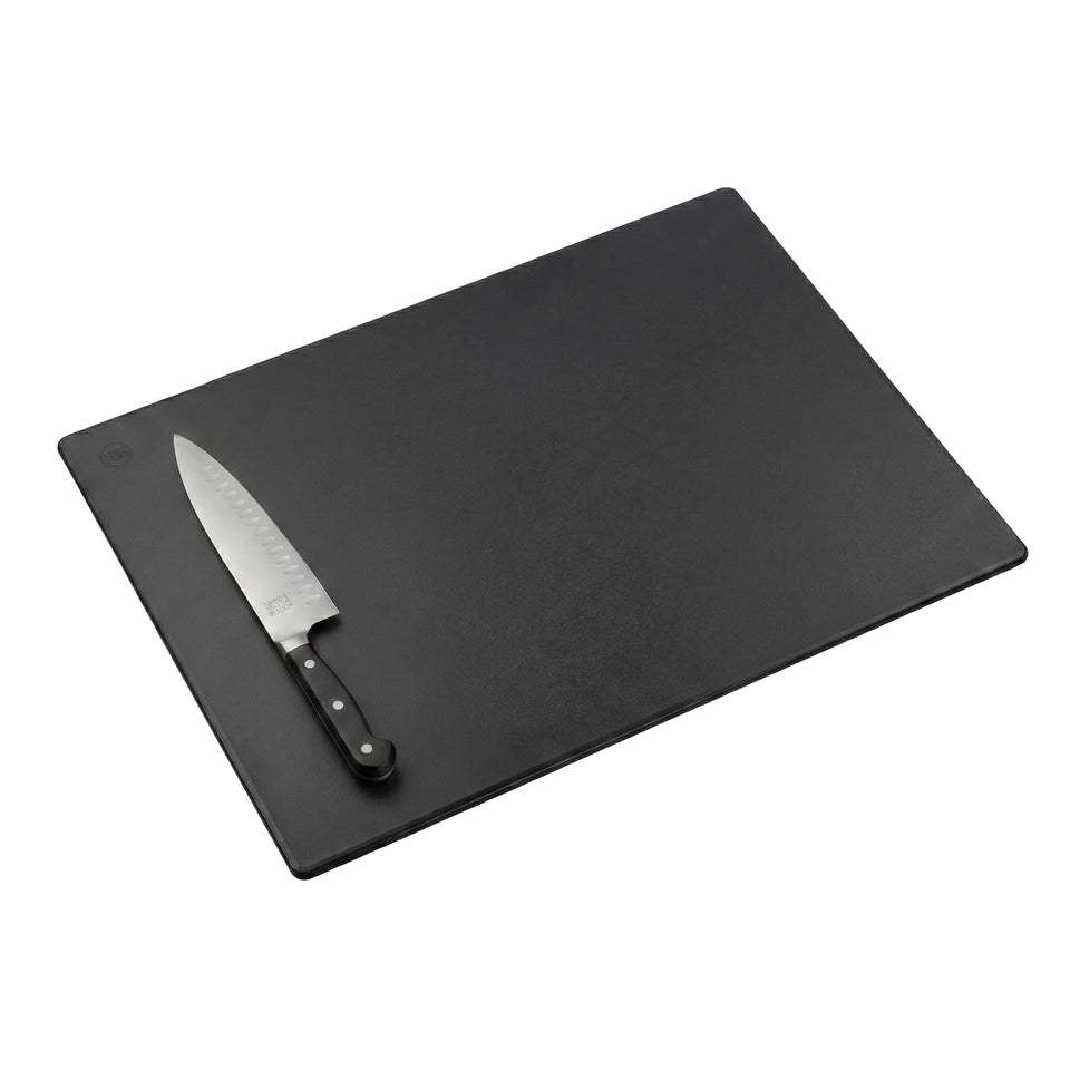 Thirteen Chefs black cutting board top view for family meal prep