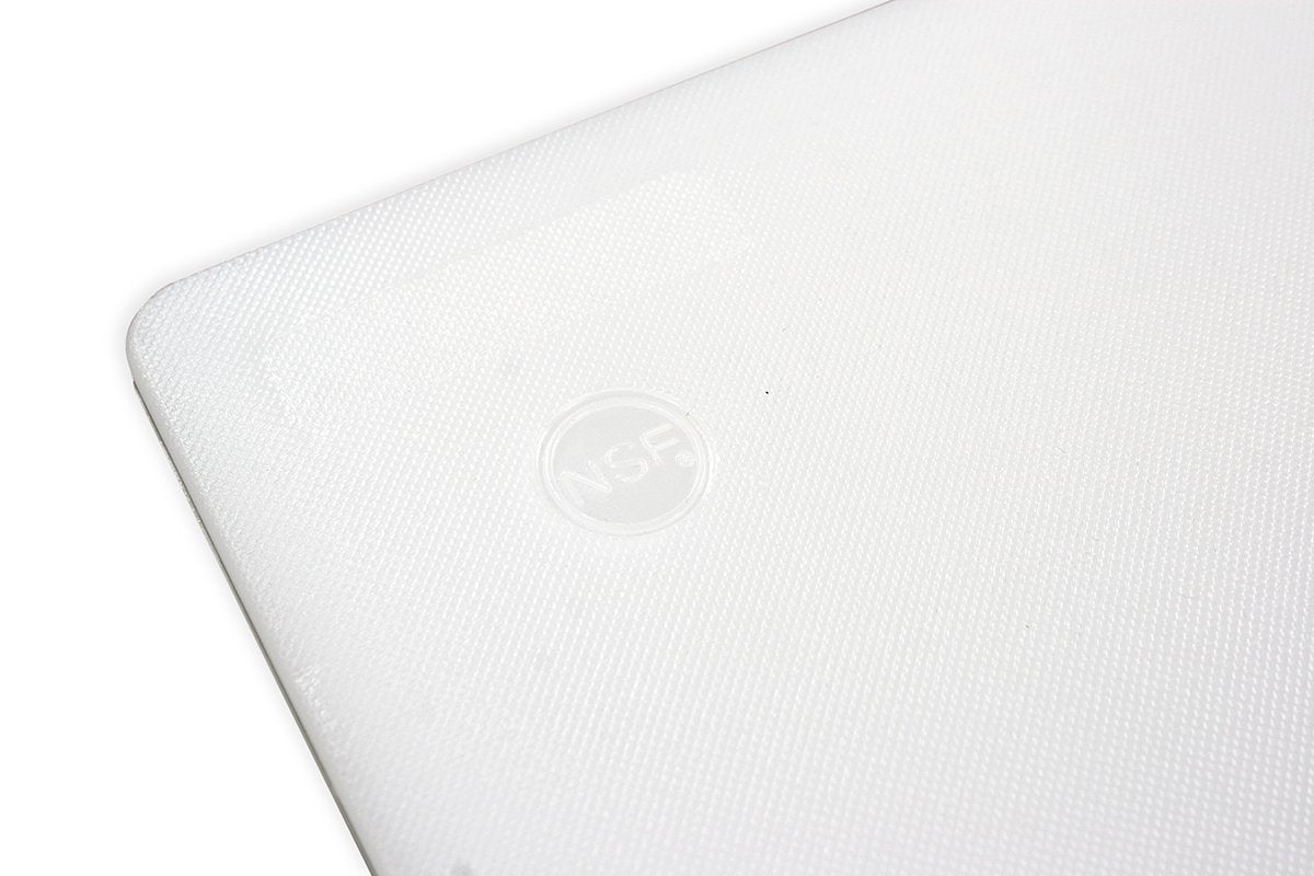 Thirteen Chefs cutting board easy to clean, hygienic prep surface.