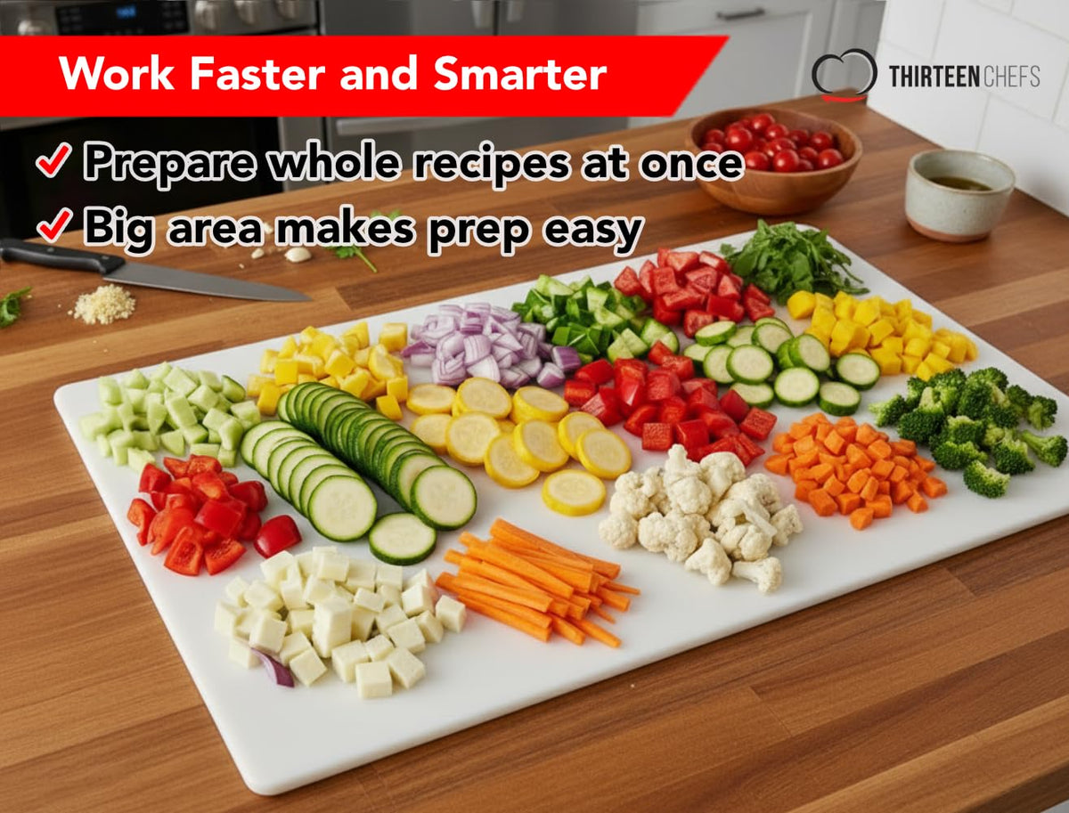 Thirteen Chefs extra large cutting board meat prep area ideal for butchering and portioning