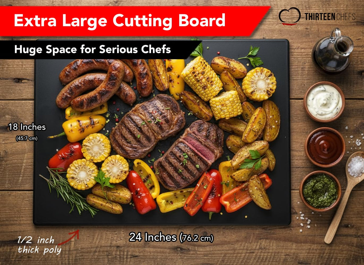 Thirteen Chefs HDPE cutting board dishwasher-safe for busy kitchens