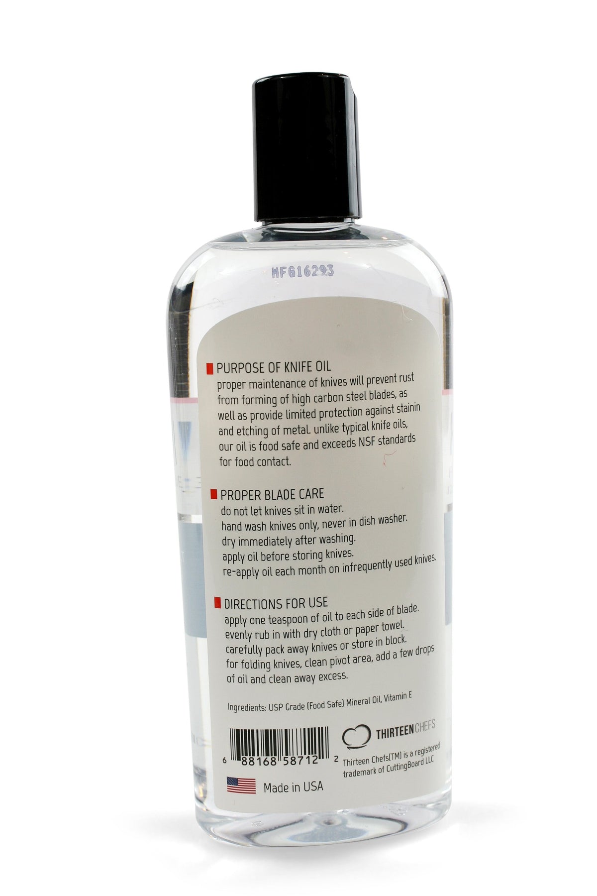 Garden tool blade protected by Thirteen Chefs oil after use.