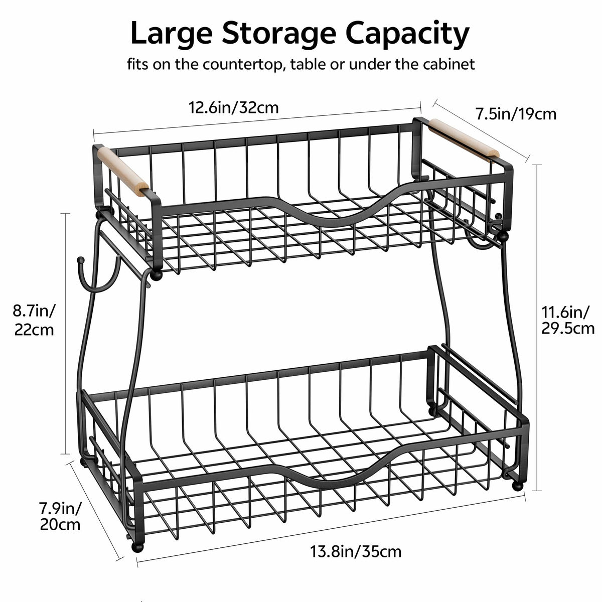 THKVESN wooden handles add style and ease of carrying the rack.