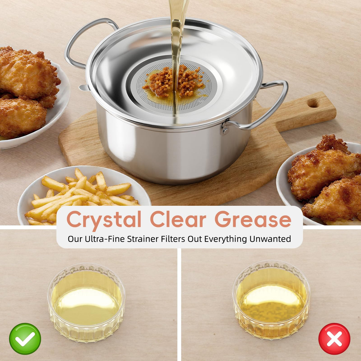 THORSES oil filter and grease storage keeps oil cleaner and reusable.