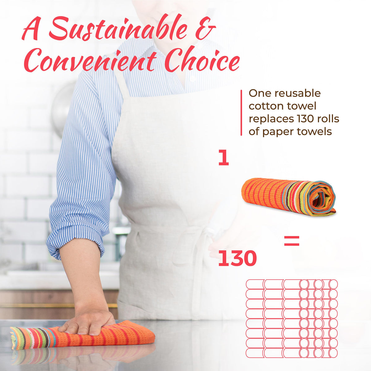 THREAD SPREAD towels feature a hanging loop for easy storage.