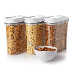 OXO Good Grips POP three-jar set stores cereal, granola, and snacks neatly.