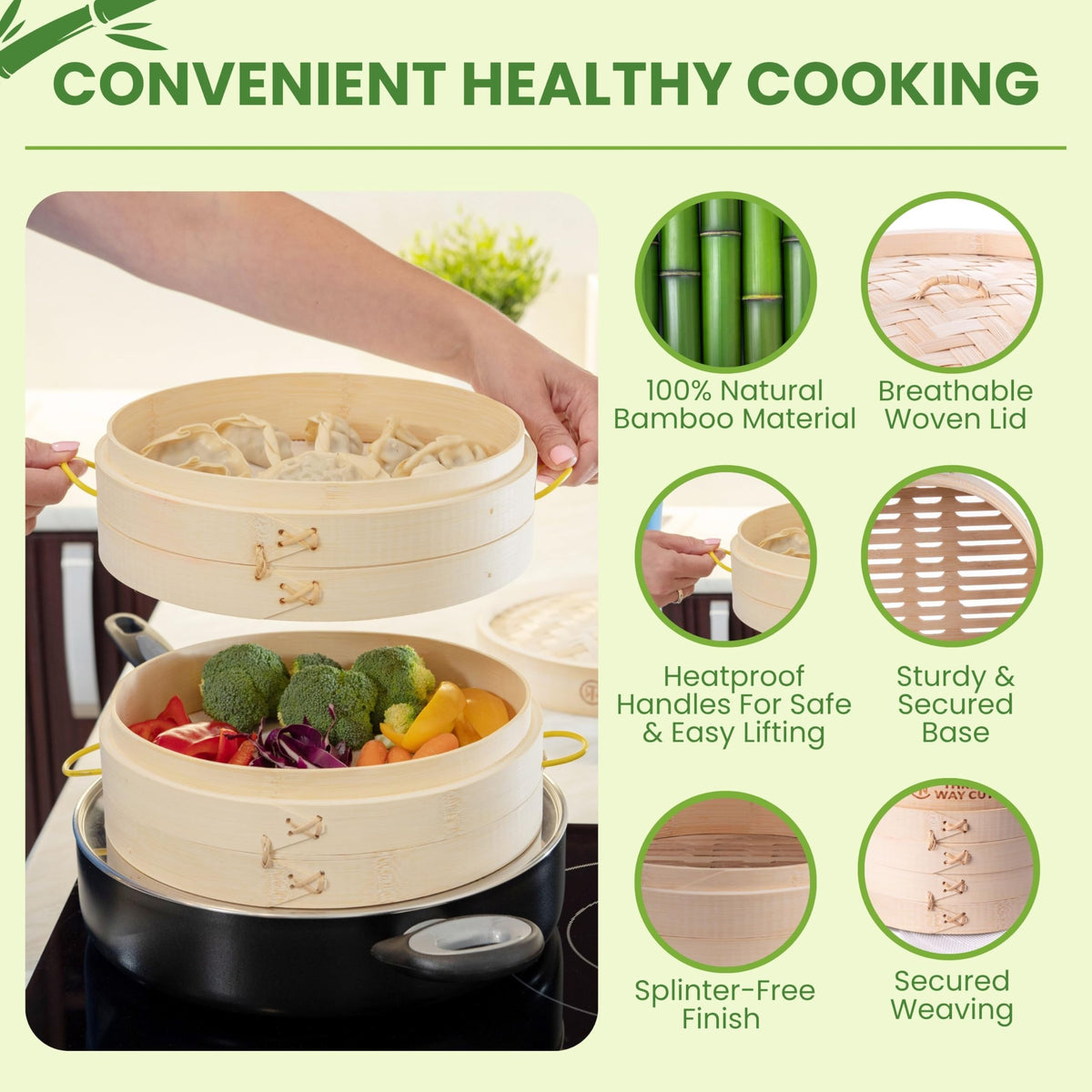 Reusable silicone liners prevent sticking for quick cleanup and reuse.