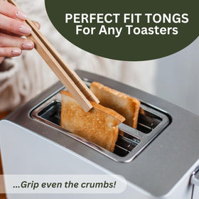 Three Way Cut Toaster Tongs magnetic storage keeps kitchen within reach.