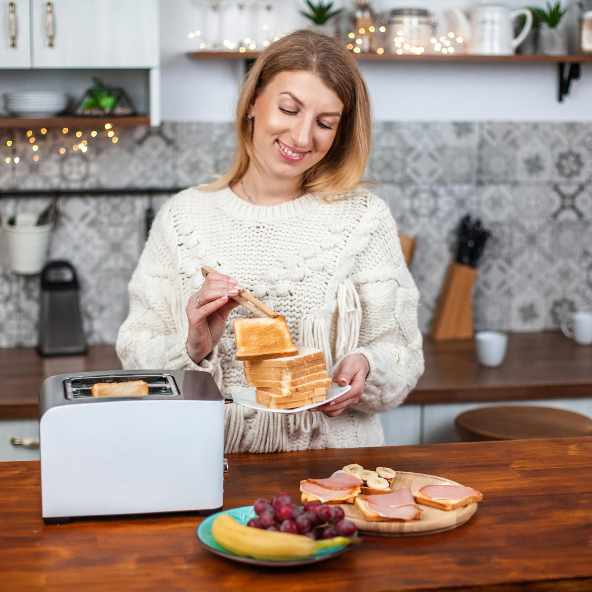 Three Way Cut two-piece set; natural bamboo kitchen utensils for versatile use.