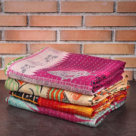 THRIVING kantha napkin 16x16 in durable cotton and machine washable.