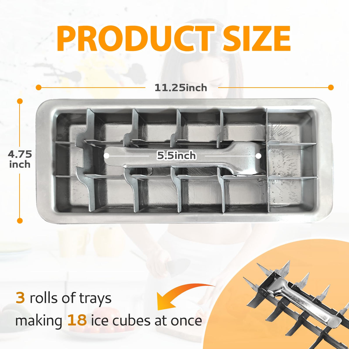 Thrseely metal ice cube maker with removable tray for easy release.