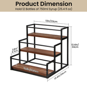 THYGIFTREE 12-bottle syrup holder keeps 750 ml bottles neatly organized and visible.