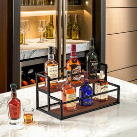 THYGIFTREE bar rack stand highlights bottles securely on a sturdy metal frame.
