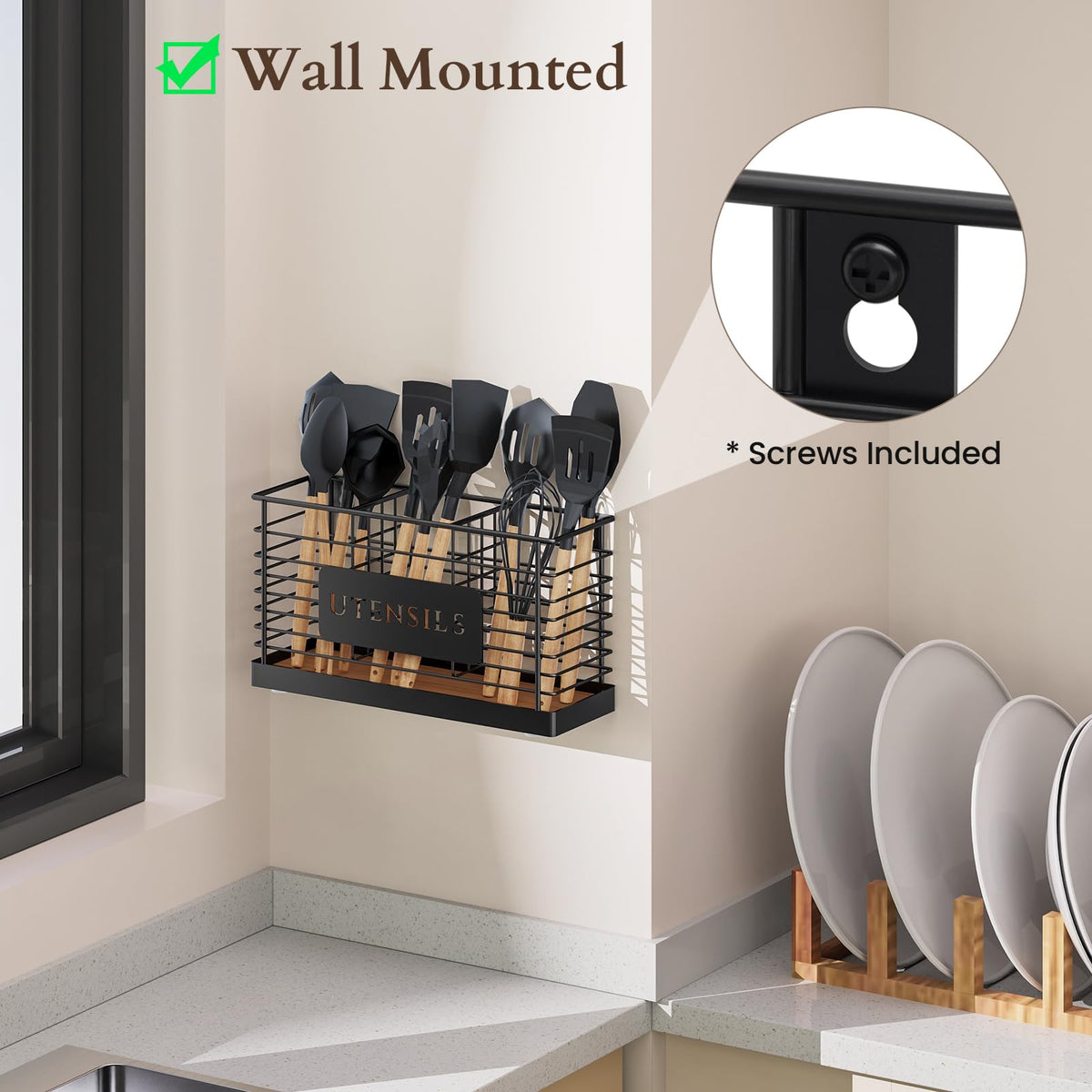 THYGIFTREE matte black finish and wooden base blend with modern or farmhouse kitchens.