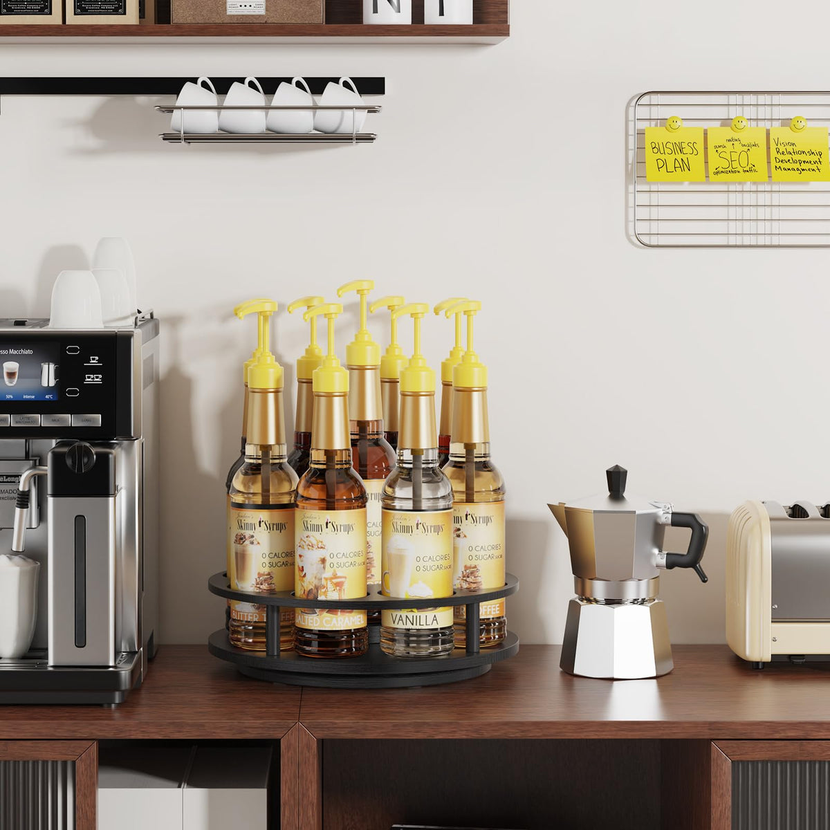THYGIFTREE 9-bottle rack doubles for condiments and oils.