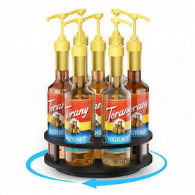 THYGIFTREE rotating syrup organizer for seven syrups at a coffee bar